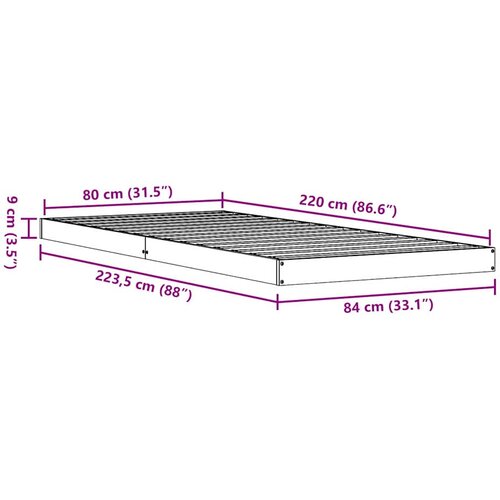  Krevet s daskama Bijelo 80 x 220 cm Čvrsto borovo drvo Slike