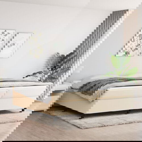 The Living Store Posteljni okvir krem 200x200 cm blago - Posteljni Okvir, (21525855) Slike