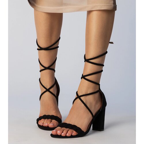 Gemre Black lace-up block heel sandals Elesinda Slike