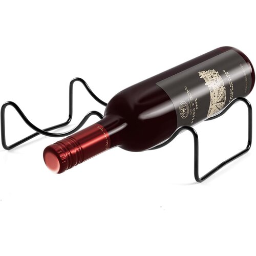 NIKCORP Stojalo za vino za 2 steklenici, kovinsko, minimalistično, za polico ali regal, antikorozivno, črno, 23,5x14x6 cm, (5000156604) Slike