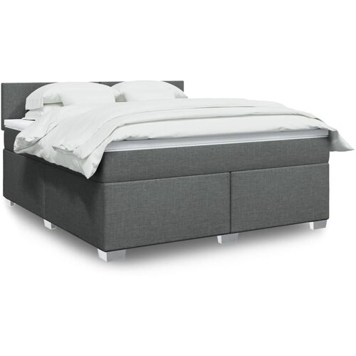 vidaXL Box spring postelja z vzmetnico temno siva 180x200 cm blago Cene