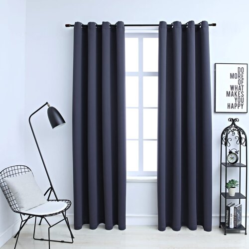 VidaXL Zatemnitvene zavese z obročki 2 kosa antracitne 140x225 cm Slike