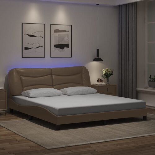 Furnova Posteljni okvir z LED lučkami kapučino 180x200 cm umetno usnje, (21937355) Slike