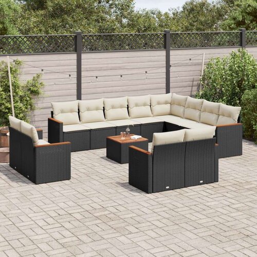 vidaXL 13-dijelni set vrtnih sofa s jastucima poliratan crni Cijene