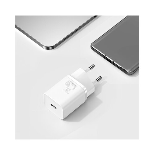 Baseus Super Si brzi punjač adapter, 1C, 25W, USB-C-USB-C 1 m kabel, bijeli Slike