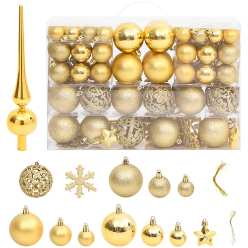 vidaXL Komplet novoletnih bučk 111 kosov zlate polistiren