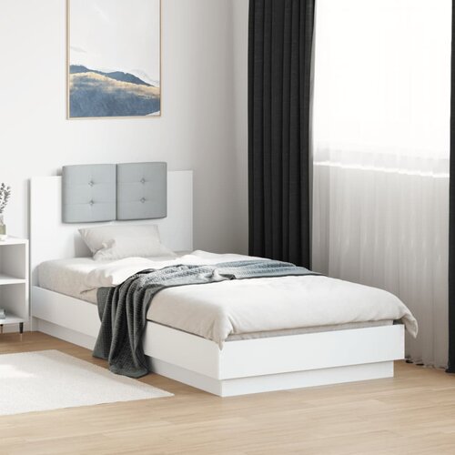 Furnova Posteljni okvir z vzglavjem bel 90x190 cm inženirski les, (21937716) Slike