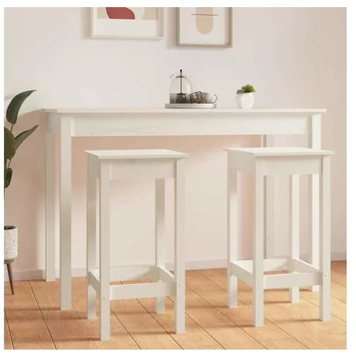  Barski stol 2 kosa bele barve 40x40x78 cm trdna borovina