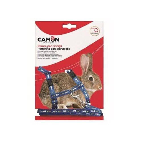Camon oprsnica+povodec za kunce Hop Korenček, rdeča/modra/črna Cene