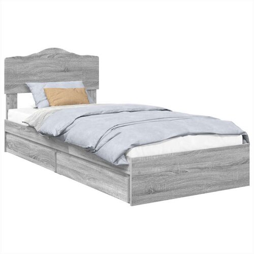  Krevet s od storage Siva Sonoma 90 x 190 cm Konstruirano drvo Slike