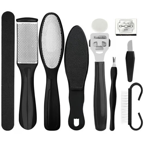 INF Komplet 10 pedikerskih orodij z nerjavečim rezilom, mokro in suho Black, (5000300582) Slike