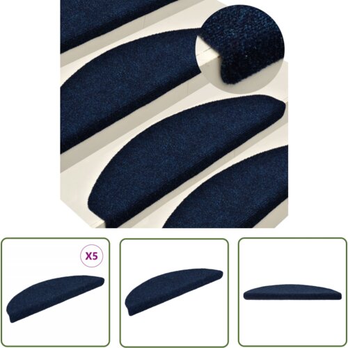 The Living Store Samolepilne preproge za stopnice 5 kosov mor. modre 56x17x3 cm - Preproga Za Stopnice, (21738407) Slike