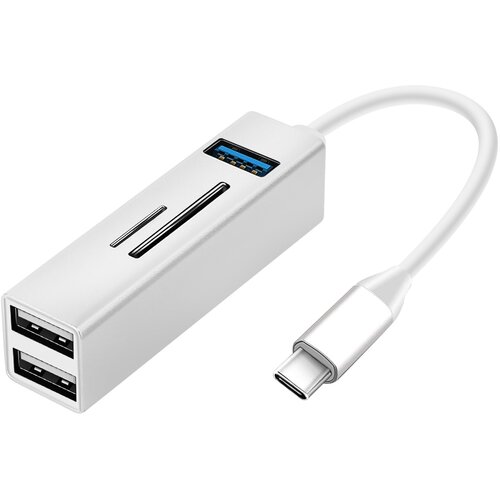 AVIZAR USB C do 3x USB Hub, citalnik kartic SD/Micro-SD &amp;ndash; srebrn, (21262174) Slike
