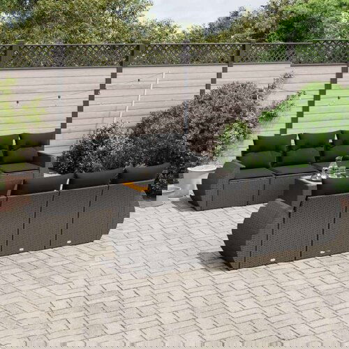  9-dijelni set vrtnih sofa s jastucima crni od poliratana Cijene