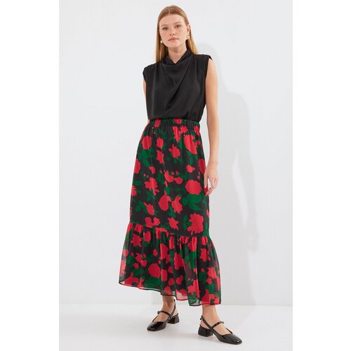 Bigdart 8010 Patterned Chiffon Skirt - F. Black Slike