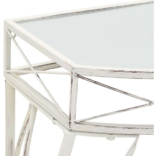  Bočni stolić u francuskom stilu metalni 82 x 39 x 76 cm bijeli Slike