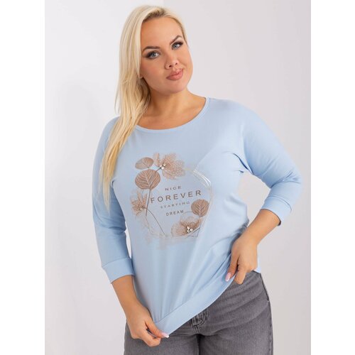 Fashion Hunters Women's light blue cotton blouse plus size Slike