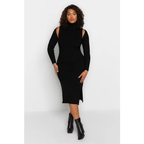 Trendyol Curve Black Stand-Up Collar Thin Knitwear Bolero & Dress Suit