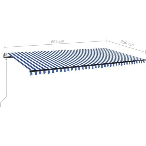 vidaXL avtomatska tenda LED + senzor 600x350 cm modra in bela Cene