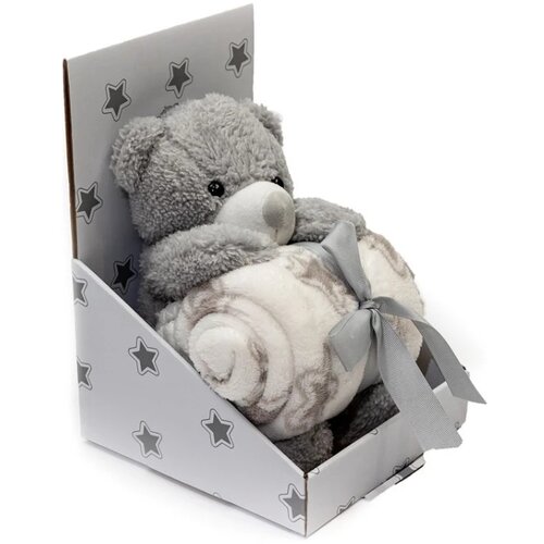 Bbo set pli&amp;scaron;ana igračka + ćebence Bear Grey Slike