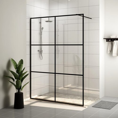 VidaXL pregrada za tu&amp;scaron;iranje s prozirnim staklom ESG 140 x 195 cm crna Slike