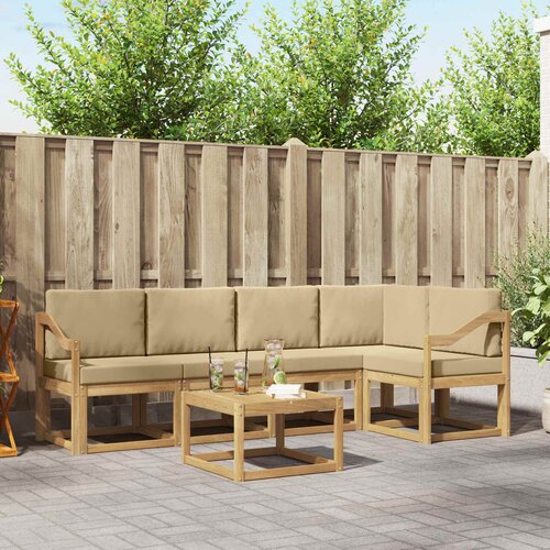  Set vanjskih sofa 6 kom. Bijela i bež Čvrsto drvo akacije Cene