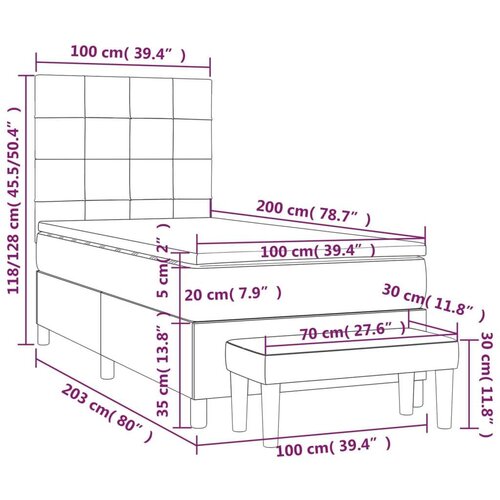 VidaXL Box spring krevet s madracem crni 100x200 cm bar&amp;scaron;unasti Slike