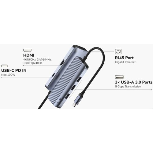 Cudy UH606 6-In-1 USB-C Hub with Gigabit Ethernet Port Cene