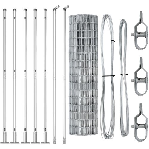 vidaXL Evropska ograja z 7 flanšastimi stebri 1.2x10 m Galvanizirano jeklo Cene
