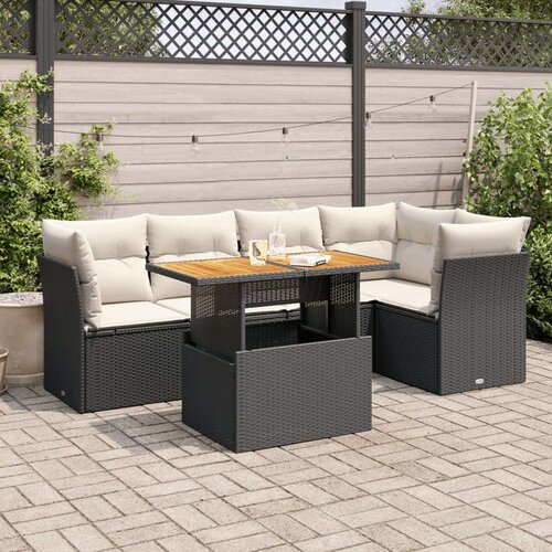 VidaXL 6-dijelni set vrtnih sofa s jastucima crni od poliratana Slike