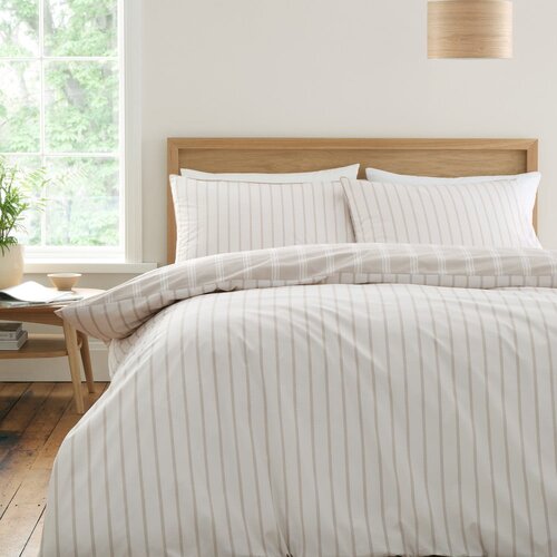 Bianca Bež bombažna posteljnina za zakonsko posteljo/podalj&amp;scaron;ana 230x220 cm Ashford Stripe &amp;ndash; Slike