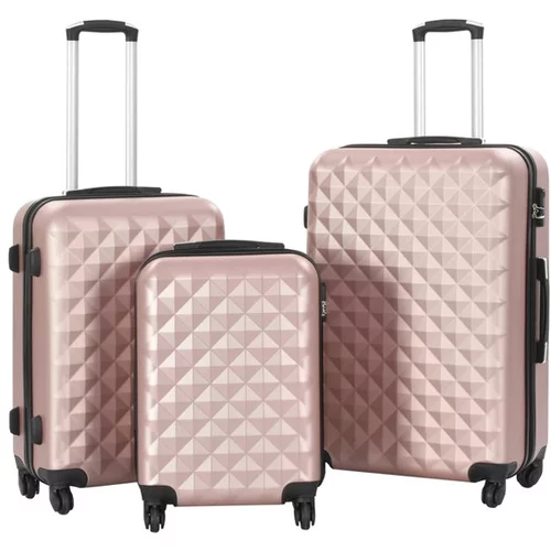  Trdi potovalni kovčki 3 kosi rožnato zlati ABS