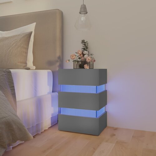 VidaXL LED noćni ormarić sivi 45 x 35 x 67 od iverice Slike