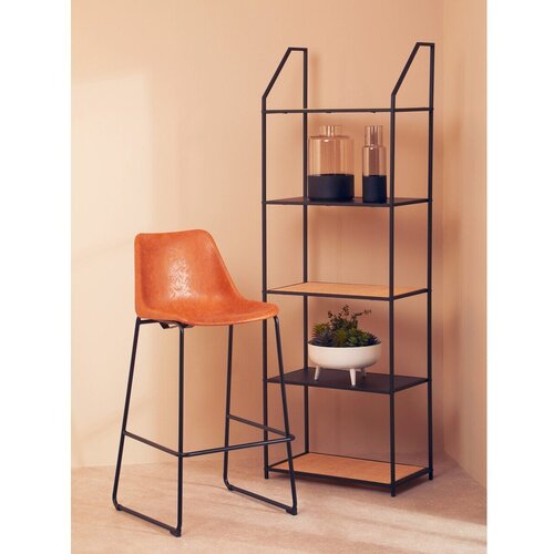 Premier Housewares Črn/v naravni barvi kovinski regal 61x179x34 cm Depok &amp;ndash; Slike