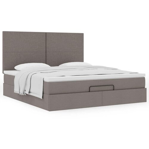 VidaXL Otomanski krevet s madracem smeđesivi 160x200cm od tkanine Slike