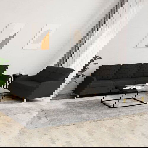 vidaXL 2-dijelni set sofa s jastucima crni od tkanine Cene