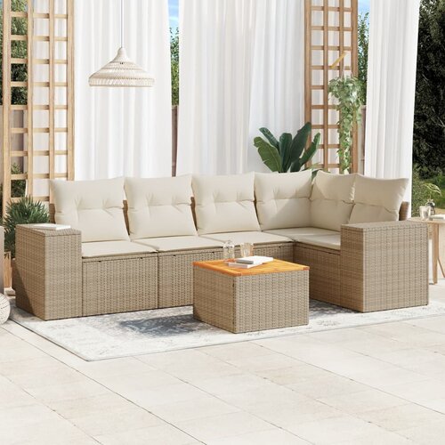VidaXL 6-dijelni set vrtnih sofa s jastucima bež od poliratana Slike