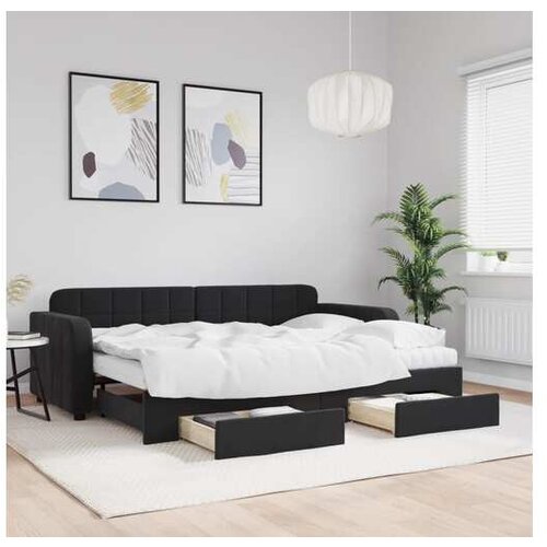 vidaXL Izvlečna dnevna postelja s predali črna 80x200 cm žam Cene