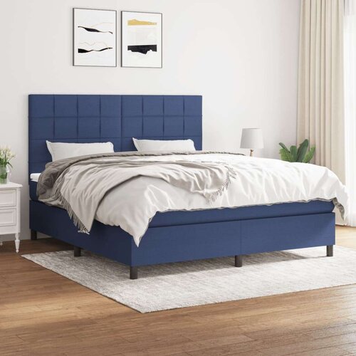  Box spring postelja z vzmetnico modra 160x200 cm blago, (20895933) Cene