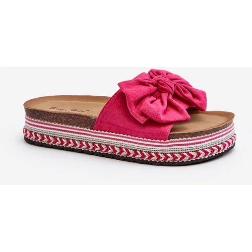 Kesi Women's platform slippers with bow Fuchsia Evatria
