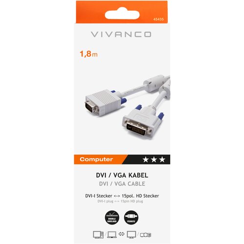 Vivanco CCM18DVI DVI M/VGA M1.8M KABEL Slike