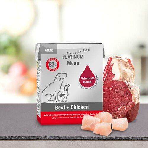 Platinum vlažna hrana za pse menu govedina i piletina 375g Slike
