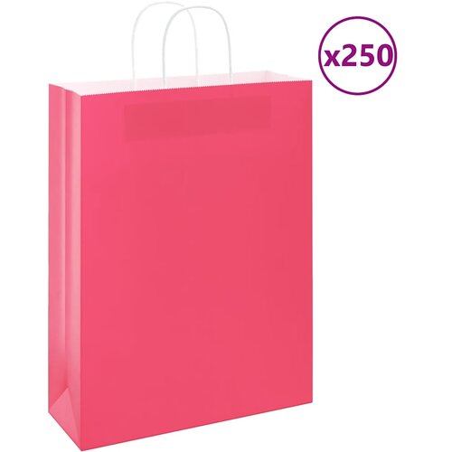  Papirnate vrećice 250 kom s ručkama ružičaste 32x12x42 cm Slike