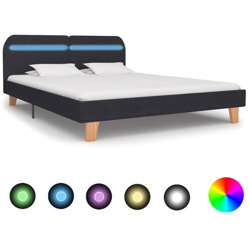 The Living Store Posteljni okvir z LED osvetlitvijo temno sivo blago 180x200 cm - Posteljni Okvir, (21523538) Slike