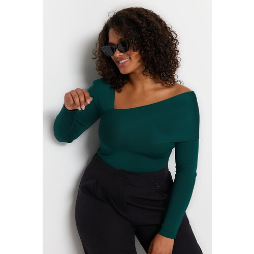 Trendyol Curve Plus Size Sweater - Green - Regular fit Slike