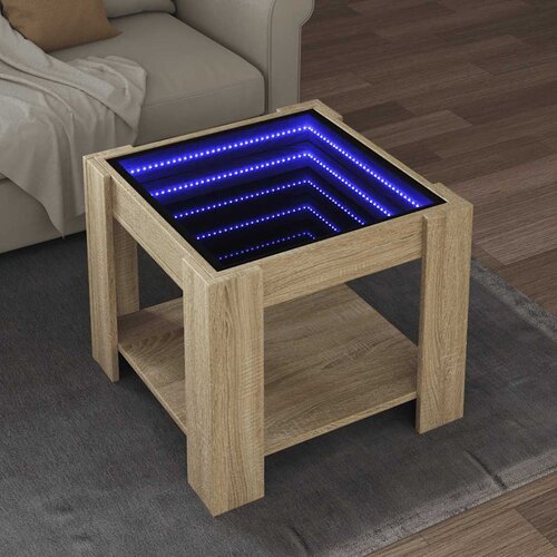  Stolić za kavu LED boja hrasta 53x53x45 cm konstruirano drvo Cene