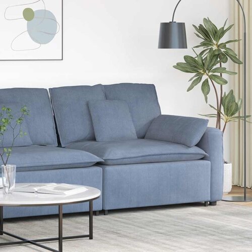  Modularni kauč s naslonom za ruke i jastucima plavi 100 cm - Plava Kutna sofa Cene