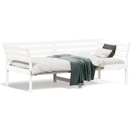 VidaXL Dnevna postelja bela 75x190 cm trdna borovina Slike