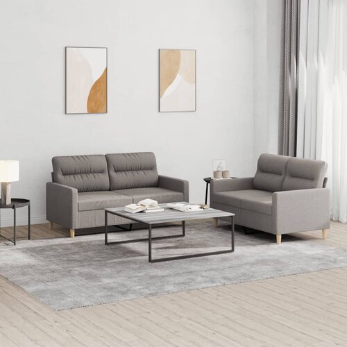  2-dijelni set sofa s jastucima smeđesivi od tkanine Cijene