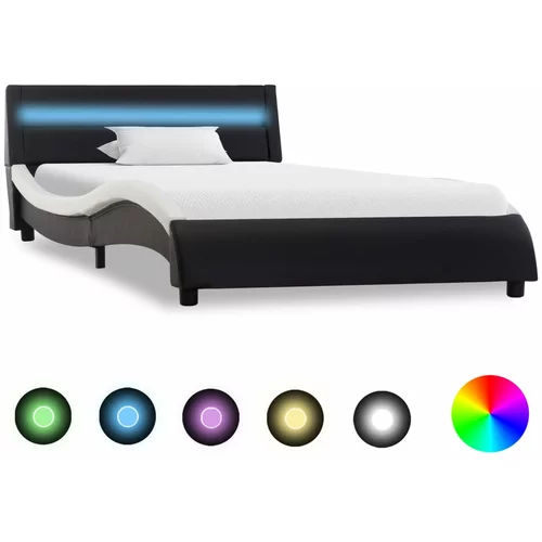 In okvir za krevet od umjetne kože LED crno-bijeli 90 x 200 cm